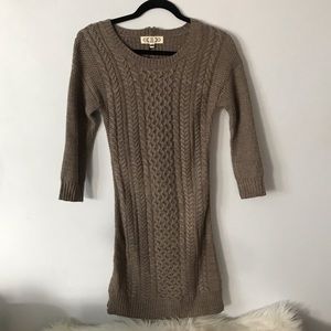 Pink Rose | Brown Knit Dress with side sli…